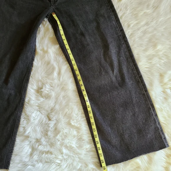 Agolde Lex Wide Leg Jean in Paradox Faded Black Size 28 Raw hem - Picture 13 of 14